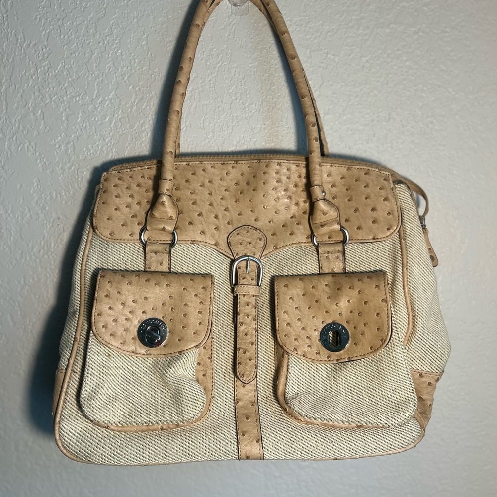 London Fog Tan and Cream Shoulder Bag